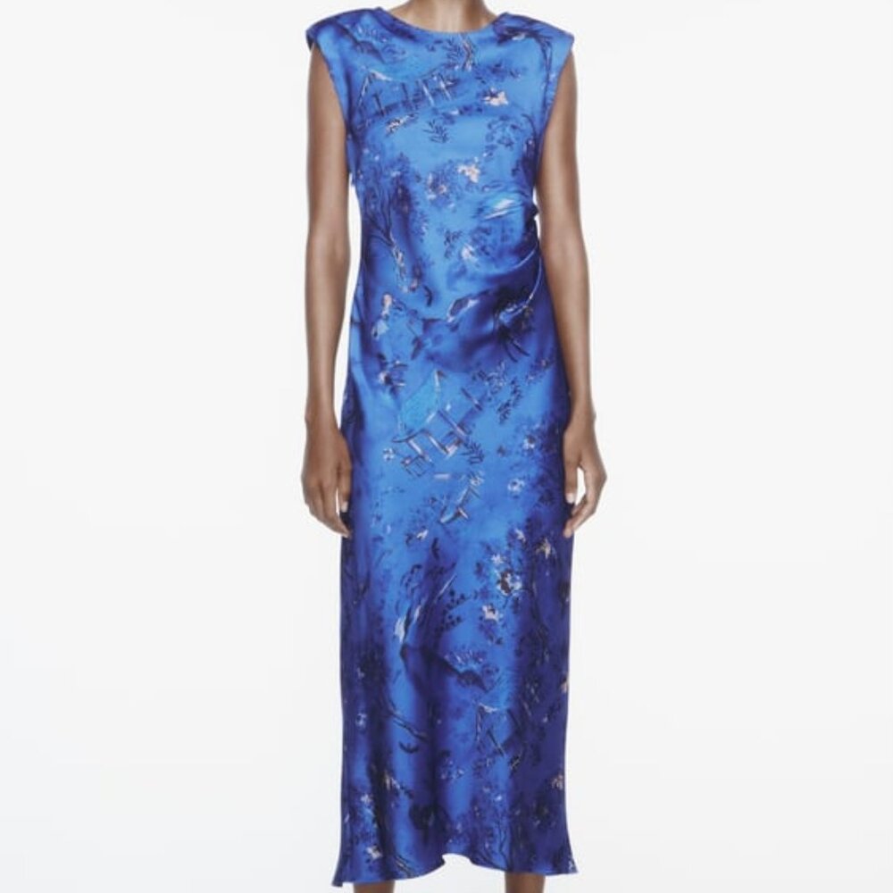 Zara women’s satin effect print dress NWT never worn